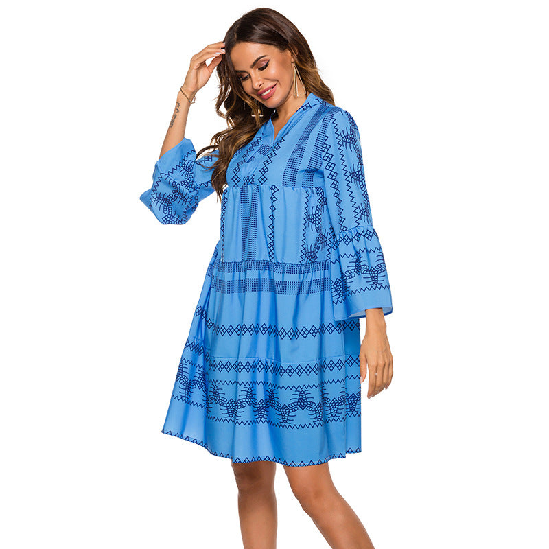 Damen lässiges, geblümtes Kurzarmkleid WW