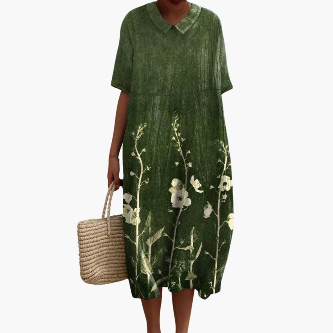 Sommerkleid Damen – Blumenmuster, V-Ausschnitt, Leicht