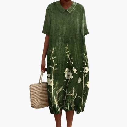 Sommerkleid Damen – Blumenmuster, V-Ausschnitt, Leicht