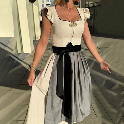 Damen Kurzarm Elegantes Traditionelles Kleid | Midi