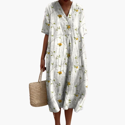 Sommerkleid Damen – Blumenmuster, V-Ausschnitt, Leicht