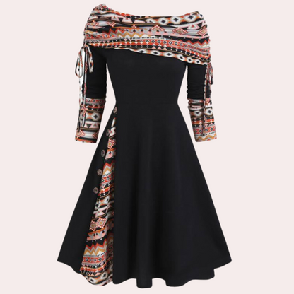 Stylische A-Linien Kleid mit Akzentdruck - Elara