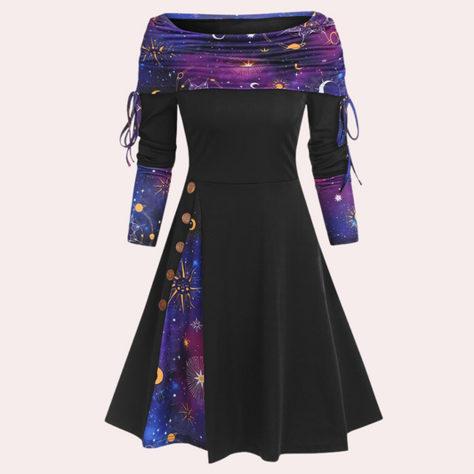 Stylische A-Linien Kleid mit Akzentdruck - Elara