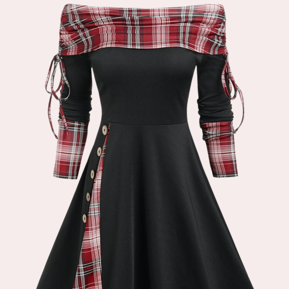 Stylische A-Linien Kleid mit Akzentdruck - Elara