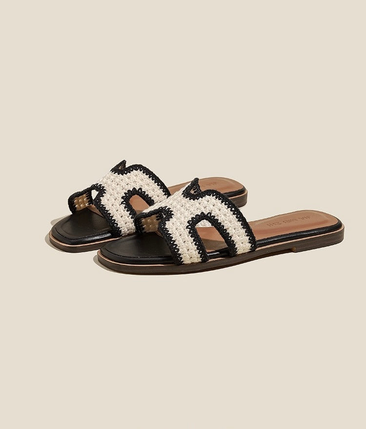 Elegante H-Cut Slide-Sandalen in Weiß