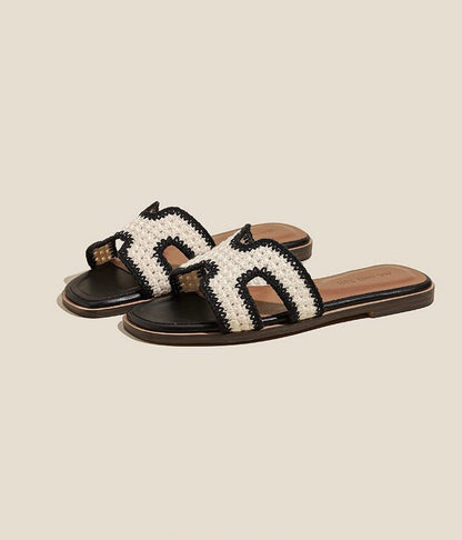 Elegante H-Cut Slide-Sandalen in Weiß