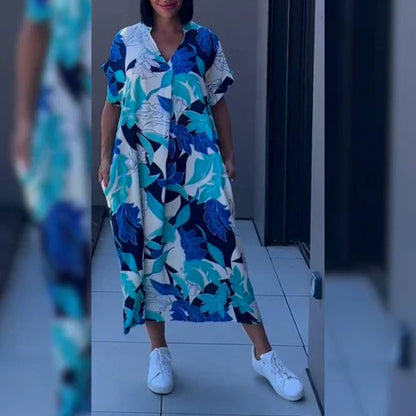 Entspanntes Damen Maxikleid mit Kunstdruck