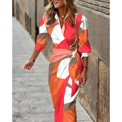Wickelkleid Mit 3/4 Ärmeln Für Damen | Midi