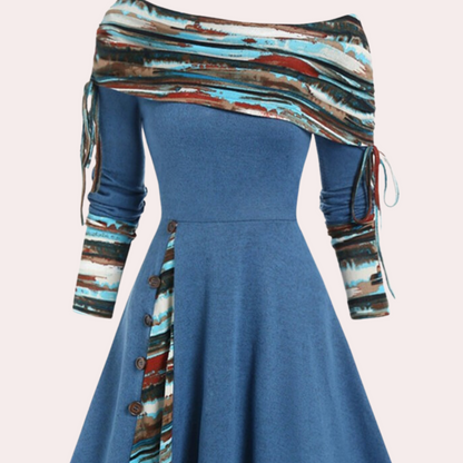 Stylische A-Linien Kleid mit Akzentdruck - Elara