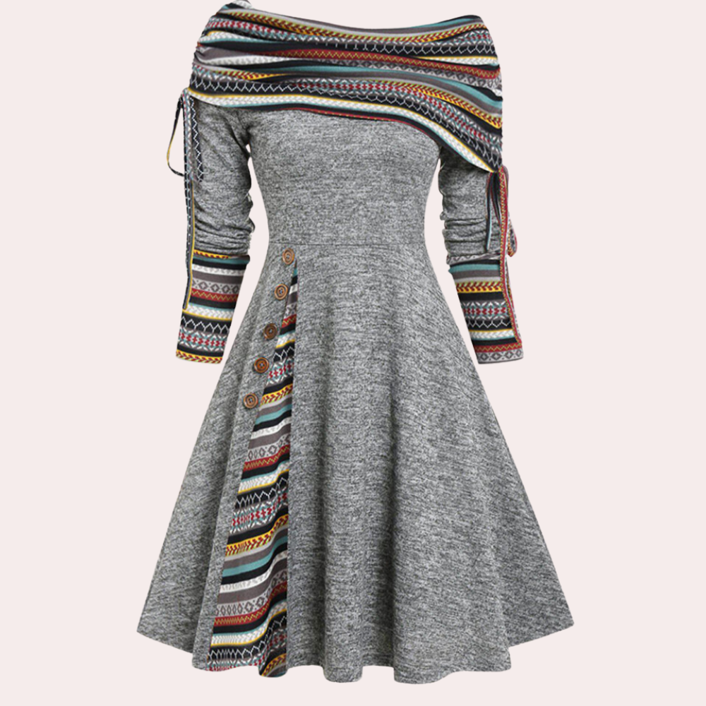 Stylische A-Linien Kleid mit Akzentdruck - Elara